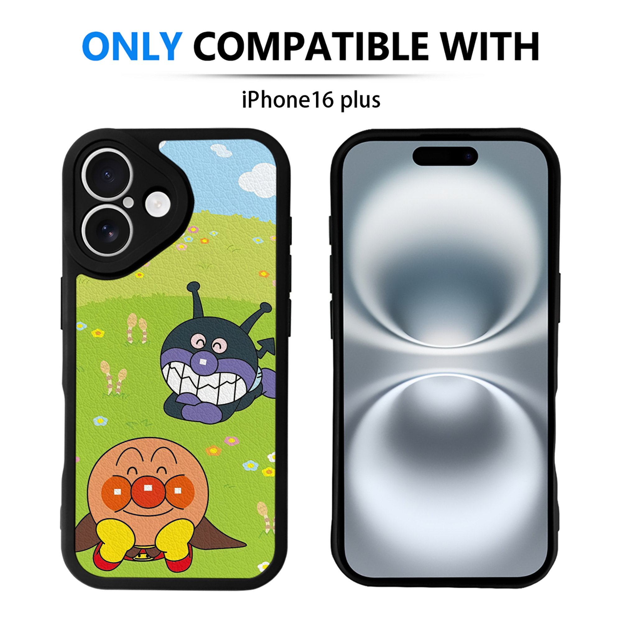 （画像用） アンパンマン Anpanman 【iPhone 16シリーズ対応】シリコンスマホケース（レザー調） 材質：シリコン